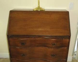Vintage Ball & Claw Serpentine Secretary Desk