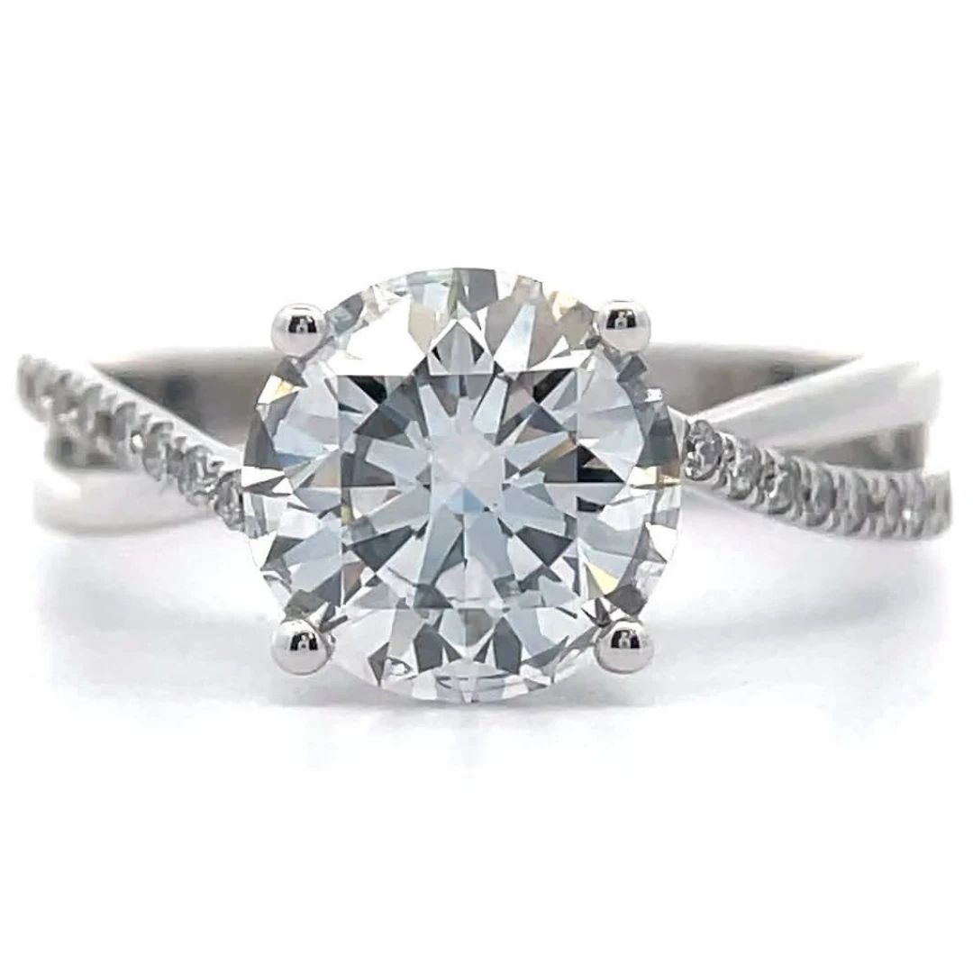 2.54 Carat Diamond Infinity Band Pavé Ring in 14k White Gold