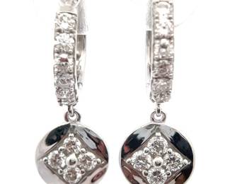 NEW! 0.75 Carat Diamond Flower Dangle Hoop Earrings