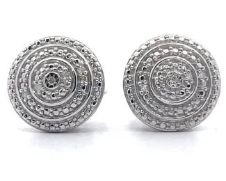 Natural Diamond Round Button Stud Earrings