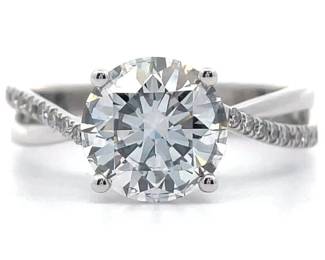 2.54 Carat Diamond Infinity Band Pavé Ring in 14k White Gold