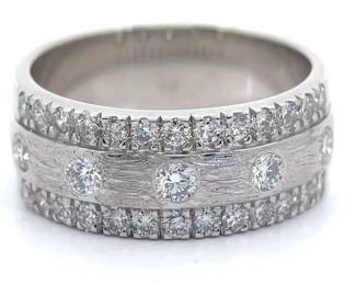 NEW! 1.03 Carat Diamond Textured & Bright Shine Triple Row Band