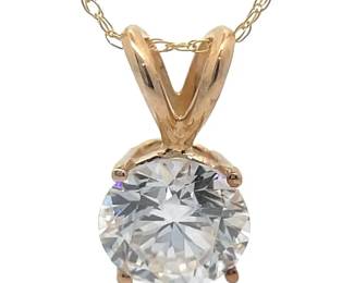1.55 Carat Diamond Solitaire Split Bail Pendant Necklace in 14k Yellow Gold
