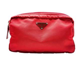 Prada Red Tessuto Nylon Cosmetic Pouch