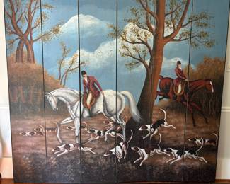 Interesting 6 Panel Hunt Scene Screen
