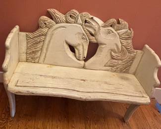 Carved Horse Bench