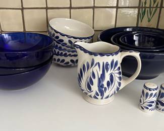 Blue Serving Accessories - Glass and Pottery