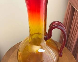 145 Blenko Vintage Amberina XL Art Glass Pitchermin