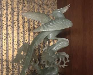 Hand-carved jade bird of paradise
