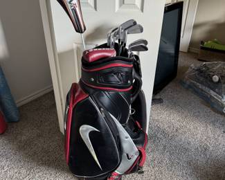 Nike Golf Bag, clubs and Putters