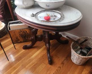 Oval marble top coffee table
