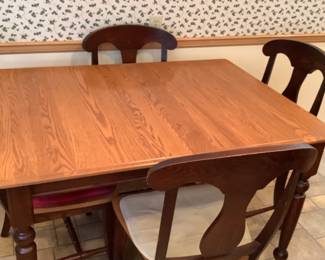 Wood Dining Table With Leaf and 4 Chairs