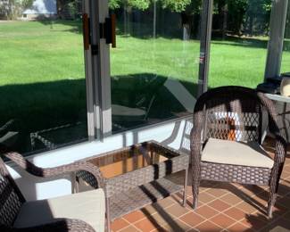 3 Piece Brown Plastic Wicker Set