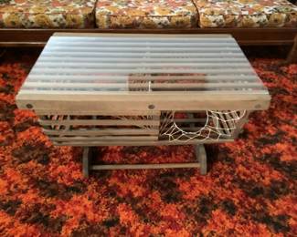 Glass and Wood Net Coffee Table