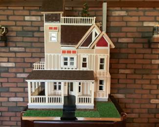 Unique Hand Made Wood Doll House With Doll Furniture