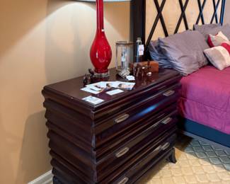Table Lamp, Wooden Nightstands 