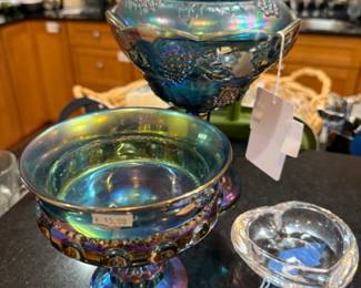 Blue Carnival Pedestal Candy Dish