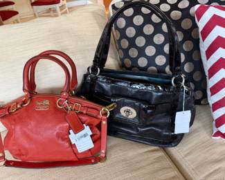 Black Coach Hangbag, Burnt Orange Coach Handbag