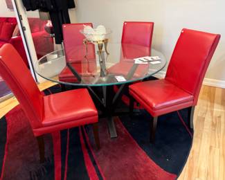 Glass Top Table, Chairs 