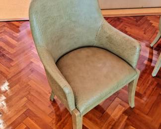 STAMPED OSTRICH LEATHER CHAIRS ATTRIBUTED TO KARL SPRINGER