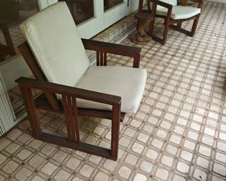 GREAT PAIR OF TEAK PATIO CHAIRS