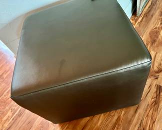 7. Brown Leather Cube Ottoman