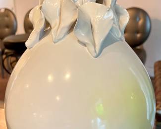 57. White Ceramic Vase w/ Sculptural Top