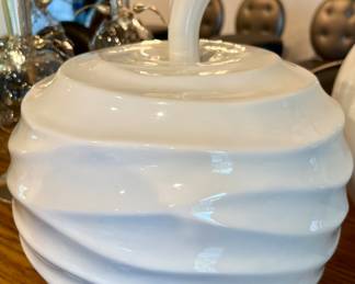 58. White Ceramic Apple w/ Wave Surface