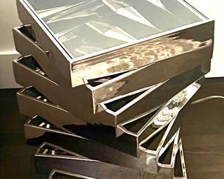 Global Views Glass & Polished Nickel End Table