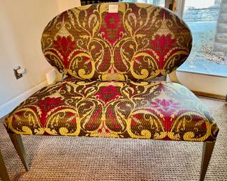 35. Pair of Crimson & Gold Upholstered Banquettes