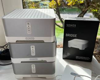 Sonos Bridges, Sonos Connect AMPS, & 3 Sonos Wireless Speakers