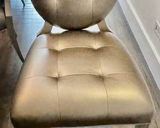34. Set of 8 Tufted Dining Chairs w/ Lucite Legs