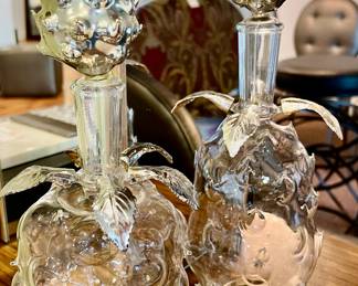 65a. Hand Blown Glass and Silver Pineapple Decanter
65b. Hand Blown Glass and Silver Grape Cluster Decanter