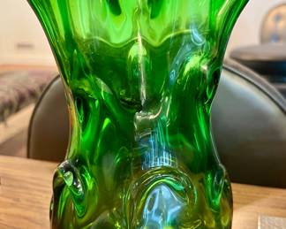 67. Hand Blown Green Vase