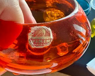 Vintage Viking glass flowerlite rose bowl