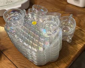 CARNIVAL GLASS SNACK TRAYS AND CUPS