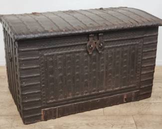 Antique large wood trunk