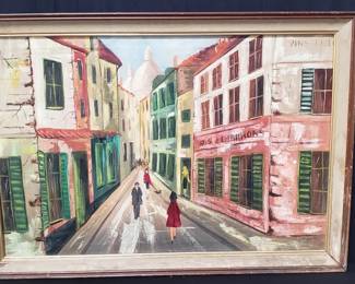 Huguette oil on canvas painting, signed
