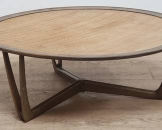 Mid century modern split leg coffee table with woven cane top