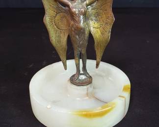 Art Nouveau winged female bronze figure on onyx base