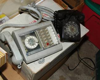Vintage telephones, including call director, and rare brown desk phone