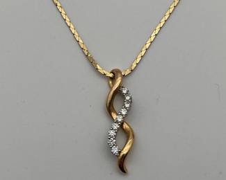 2 3CaratDiamondSpiralPendanton2414KaratGoldNecklaceChain