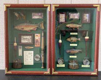 62 WoodFramedFishingThemedShadowBoxes