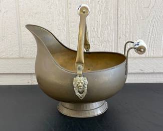 23 BrassCoalScuttlewithDelftPaintedCeramicHandles
