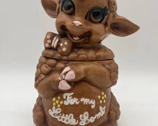 29 HandPainted1960sLambCookieJar