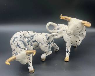 34 CeramicHandPaintedMidCenturyLonghornBulls