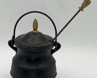 22 CastIronSmudgePotFireStarterCauldronwithLidandPumiceWand