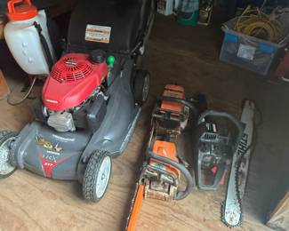 Honda RX 217 Lawnmower, Stihl Chainsaw, Chainsaws