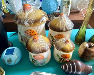 Sears and Roebuck Made in Japan Merry Mushroom set of 4 canisters.