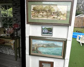 Variety of signed hand painted artwork.